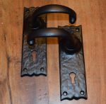 Rustic Door Handles with Key Hole Black Cast Iron 50mm x 152mm (JAB1)